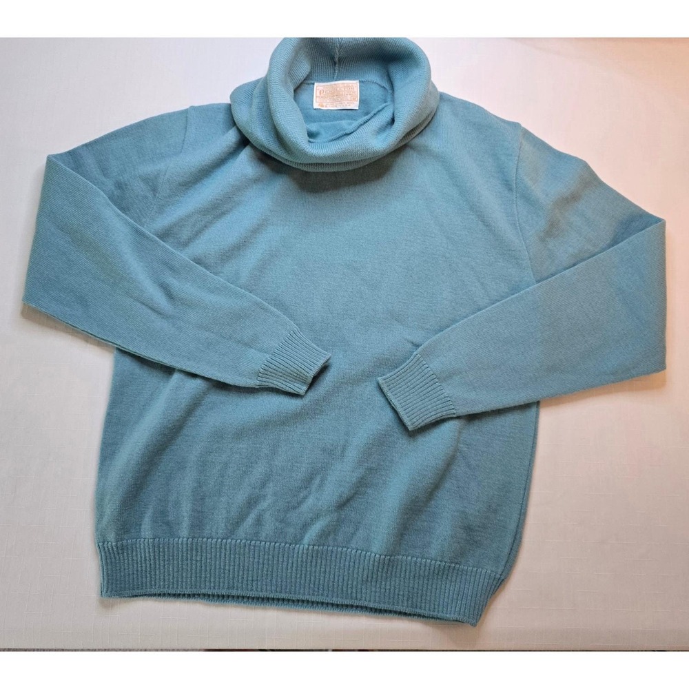 Pendleton Vintage Wool Cowl Neck Sweater Blue USA Made Pure Virgin Wool Medium